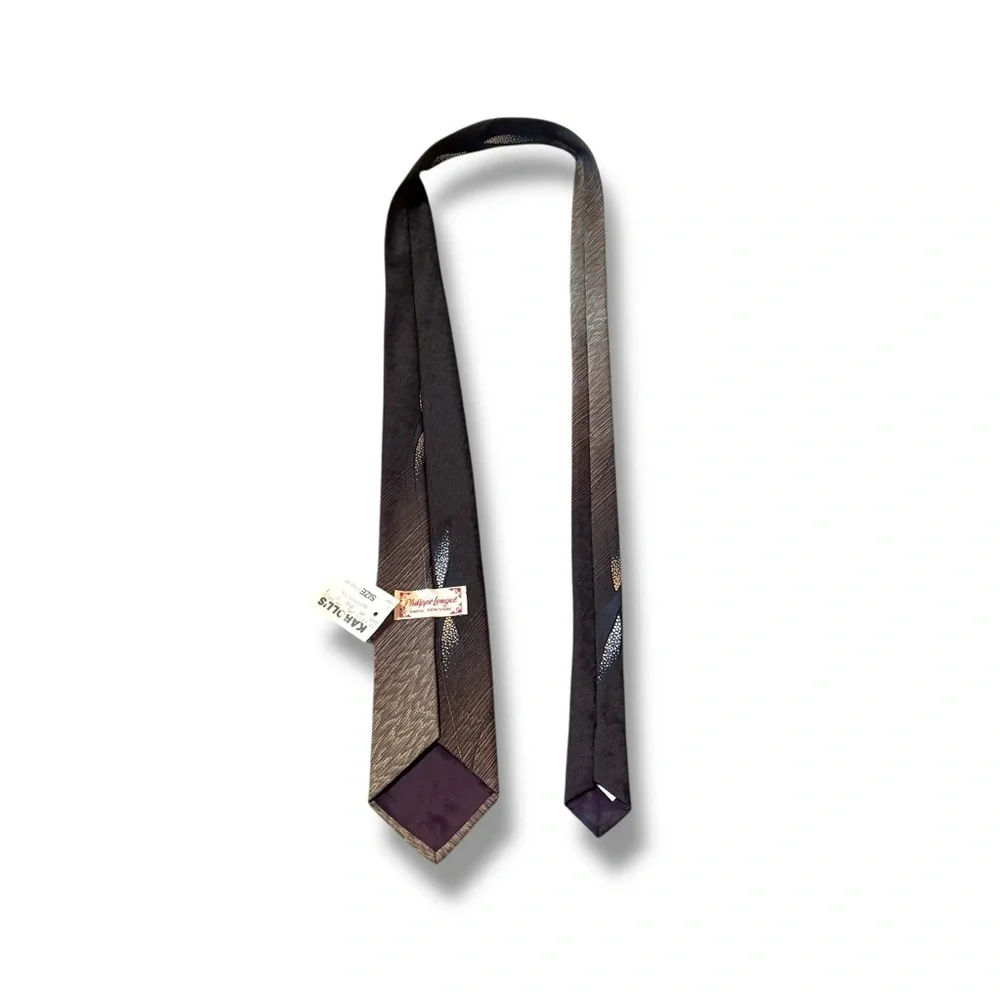 Philippe‎ Longet Tie Men’s One Size Black Gradient Abstract Design Vintage